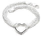 Sterling Silver Multi Strand Chain and Open Heart Bracelet - 7.5" - Silver Insanity