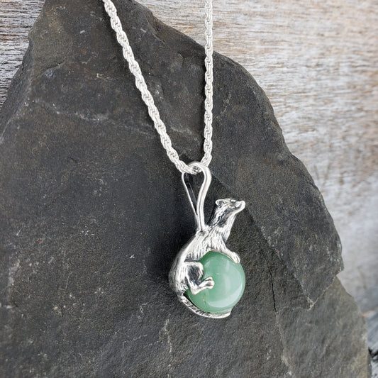 Curious Ferret Pendant by Wildstone | Sterling Silver