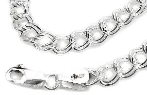 5mm Wide Sterling Silver Double Link Chain Charm Necklace 18" - Silver Insanity