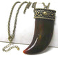 Large Tribal BROWN Elephant Tusk Shaped 30" Pendant Necklace and Earrings Set - Silver Insanity