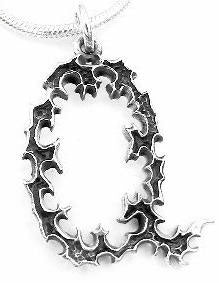 GOTHIC Letter Initial Q Sterling Silver Charm Pendant - Silver Insanity