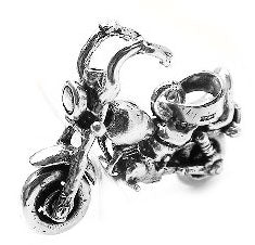 Sterling Silver Moveable Biker MOTORCYCLE Charm Pendant - Silver Insanity