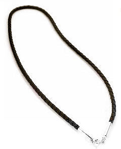Sterling Silver Dark Brown Leather 24" Cord Chain Necklace - Silver Insanity