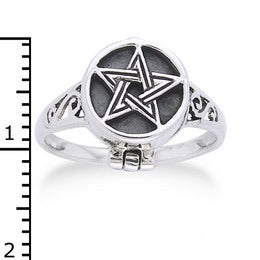Sterling Silver Pentacle Poison Locket Ring