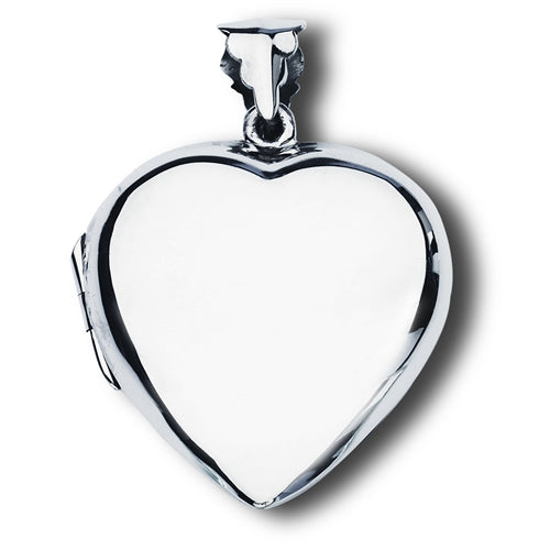 High Polish Rounded Heart Locket ~ Sterling Silver ~ Multiple Sizes