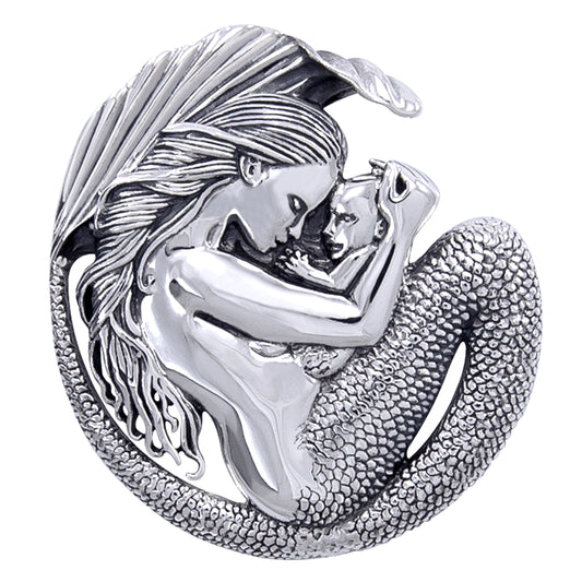 Motherhood - Mommy Mermaid and Baby Sterling Silver Pendant - Silver Insanity