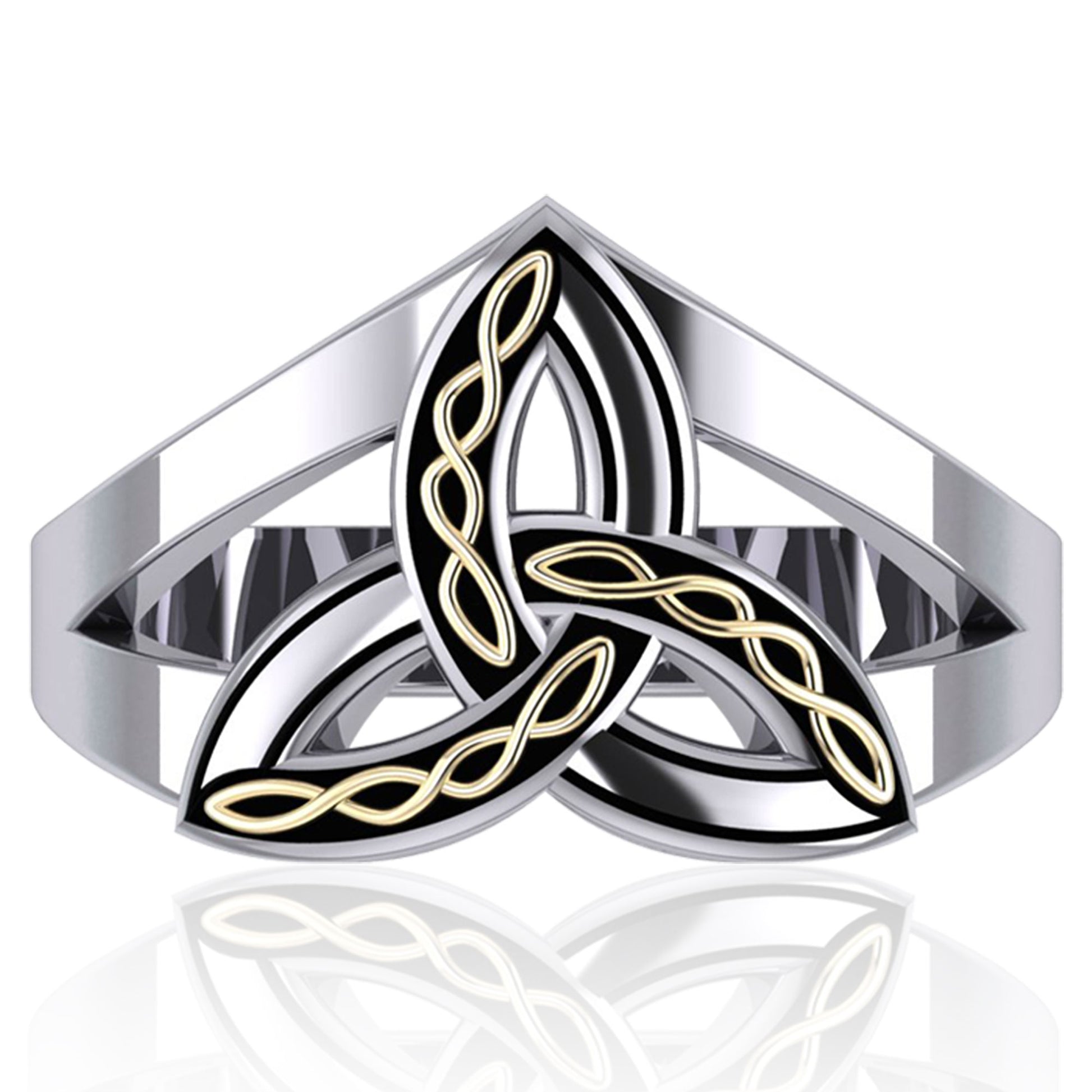 Sterling Silver and Gold Braided Celtic Trinity Ring - Silver Insanity