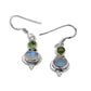 Small Gemstone Rainbow Moonstone and Peridot Sterling Silver Earrings - Silver Insanity