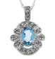 1cttw Blue Topaz & Diamond White Gold Pendant Necklace - Silver Insanity