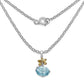 Blue Topaz & Citrine Flower Sterling Silver Pendant Necklace - Silver Insanity