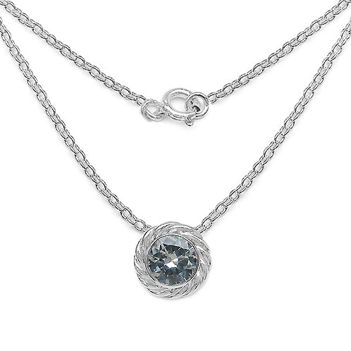 Genuine White Cubic Zirconia Sterling Silver Pendant Necklace - Silver Insanity
