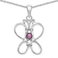 Pink Topaz Gemstone Sterling Silver Butterfly Pendant Necklace - Silver Insanity