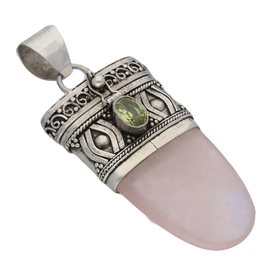 India 45mm Gemstone Antique Silver & Gold Poison Locket Purse Pendant Necklace – Adjustable Cord