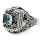 Sterling Silver Medieval Blue Topaz Poison Ring - Silver Insanity