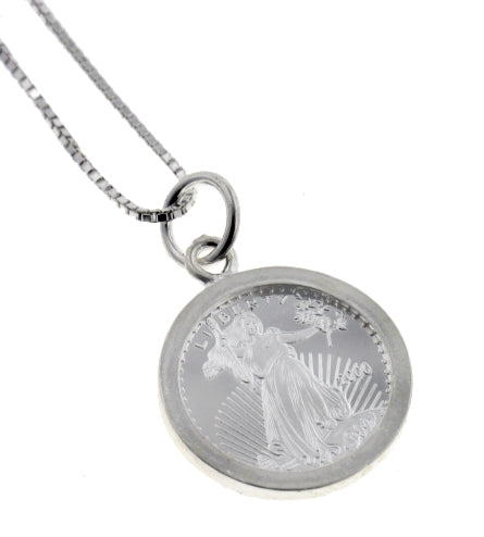 Sterling Silver Walking Liberty Coin Pendant Necklace - Silver Insanity