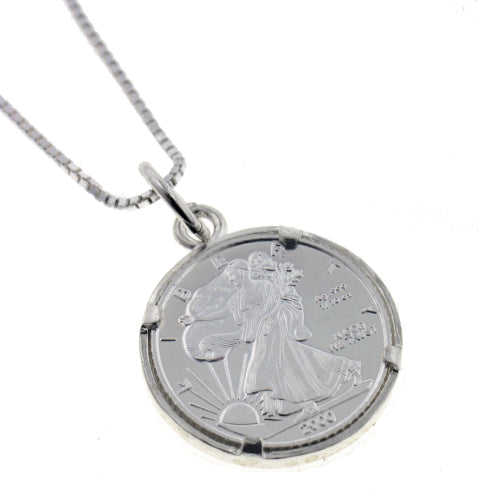 Sterling Silver Walking Liberty Coin Pendant Necklace - Silver Insanity