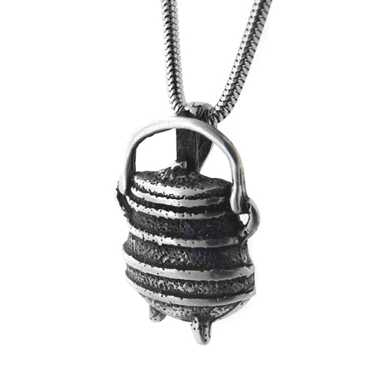 Witches' Brew - Pagan Cauldron Pendant Necklace with 20" Snake Chain - Silver Insanity