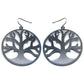 Bare Branches of Winter - Frosted Tree of Life Metal Disc Hook Earrings - Silver Insanity