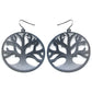 Bare Branches of Winter - Frosted Tree of Life Metal Disc Hook Earrings - Silver Insanity