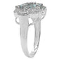 Aquamarine & White Topaz Gemstone Sterling Silver Ring Size 7 - Silver Insanity