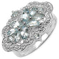 Aquamarine & White Topaz Gemstone Sterling Silver Ring Size 7 - Silver Insanity