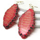 Red Agate Slabs Wire Wrapped Goldtone Hook Earrings - Silver Insanity