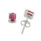 4x6mm Genuine Pink Ruby Sterling Silver Post Stud Earrings - Silver Insanity
