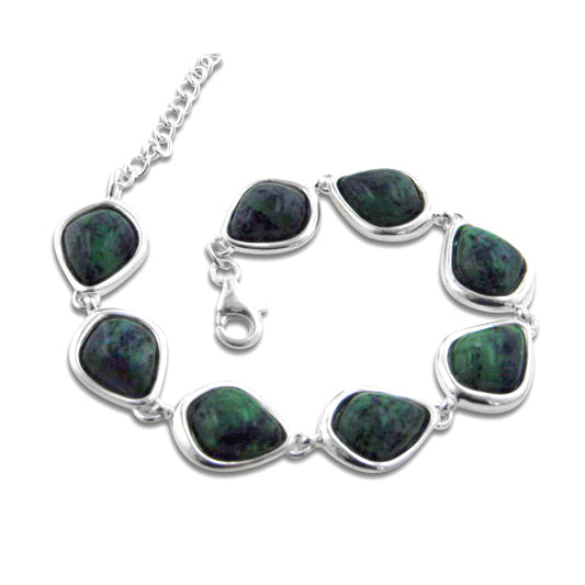 Ruby in Zoisite Sterling Silver 7" Adjustable Bracelet - Silver Insanity