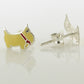 Yellow Enamel Scottish Terrier Puppy Dog Sterling Silver Studs Post Earrings - Silver Insanity