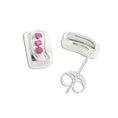 Small Rectangular Studs with Genuine Ruby Gemstones - Sterling Silver ...