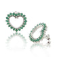 Large Sterling Silver 3cttw Genuine Emerald Open Heart Stud Earrings - Silver Insanity