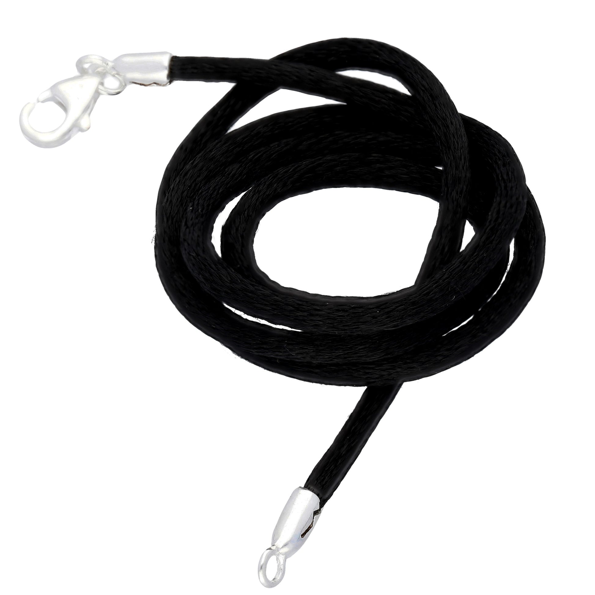 New  Black Silk Cord Chain Necklace Sterling Silver - Silver Insanity