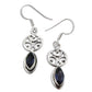 Greek Omega Symbol and Genuine Marquise Iolite Sterling Silver Earrings - Silver Insanity