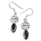 Greek Omega Symbol and Genuine Marquise Iolite Sterling Silver Earrings - Silver Insanity