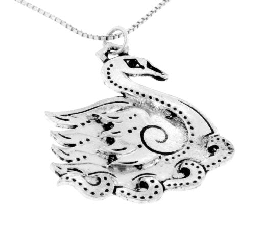 Sterling Silver March Celtic Birth Charm Swan Pendant - Silver Insanity