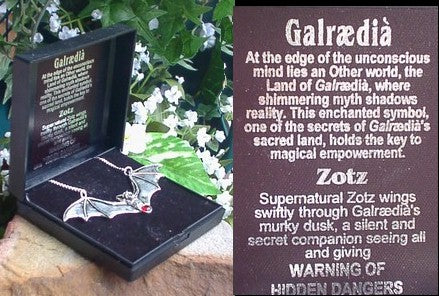 Large Gothic Zotz the Bat Danger Amulet Pendant Necklace - Silver Insanity