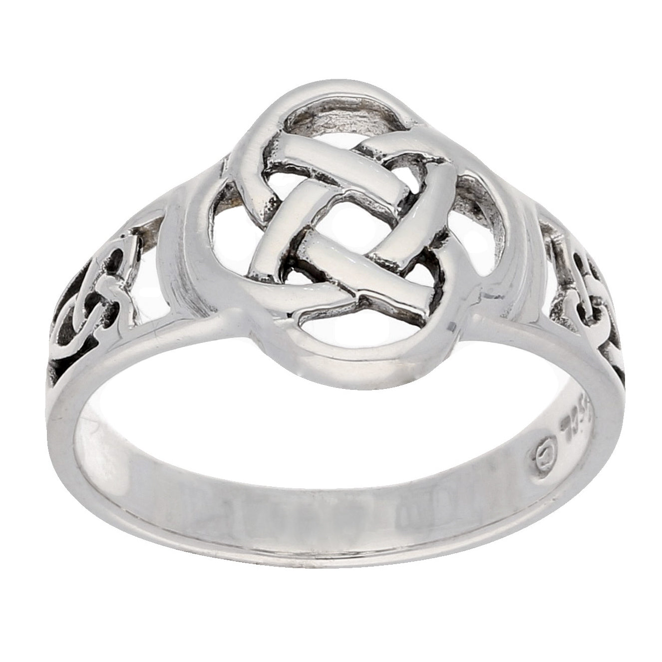 Celtic Triquetra Trinity and Flower Knot Eternity Sterling Silver Ring - Silver Insanity