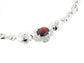 Sterling Silver Garnet Flower Prom or Bridal Necklace - Silver Insanity