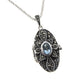 Oval Blue Topaz Locket Pendant Sterling Silver Necklace - Silver Insanity