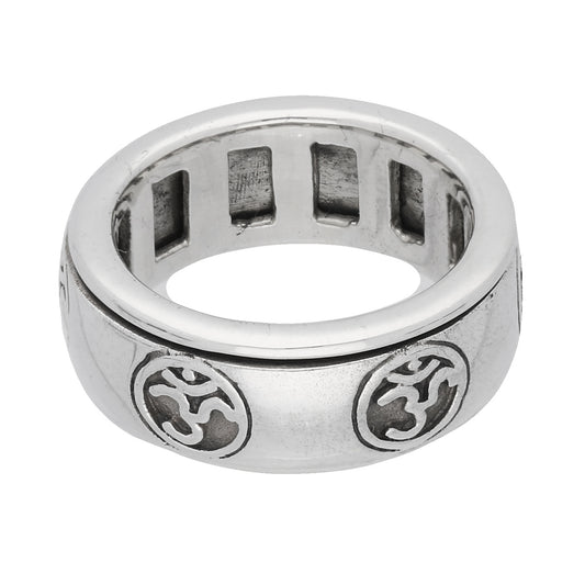 Sterling Silver OM or Aum Hindu Yoga Symbol Meditation Spin Ring