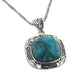 Art Deco Squared Turquoise and Marcasite Sterling Silver Pendant 18" Necklace - Silver Insanity