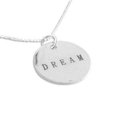DREAM Inspirational Sterling Silver Charm 18" Necklace - Silver Insanity