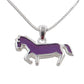 Child or Kids Purple Horse Pendant and Sterling Silver 16" Chain Necklace - Silver Insanity