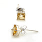 5mm Square Genuine Golden Yellow Citrine Studs Sterling Silver Post Earrings - Silver Insanity