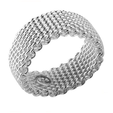 Flexible Mesh Chain Link Ring Sterling Silver Wire - Silver Insanity