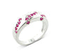Genuine Pink Sapphire Wave Band Sterling Silver Ring - Silver Insanity