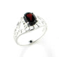 Open Lace Filigree and Red Genuine Garnet Sterling Silver Ring - Silver Insanity
