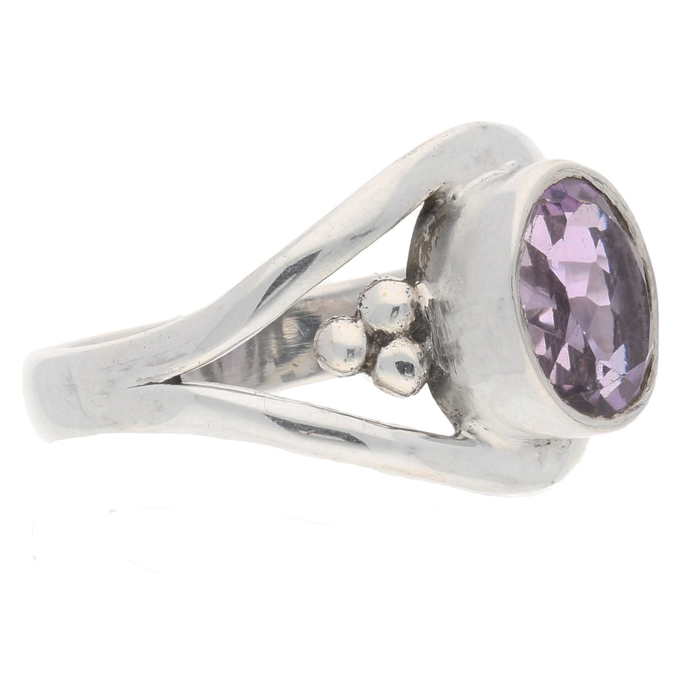 Amethyst Faceted Oval 7x9mm Genuine Gemstone Sterling Silver Ring - Silver Insanity