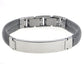 316L Stainless Steel Mesh Chain and Flat Plate Center Bangle Bracelet - Silver Insanity