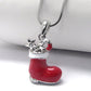 Stuffed Christmas Stocking Pendant 17" White Gold Plated Snake Chain Necklace - Silver Insanity